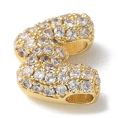Brass Micro Pave Cubic Zirconia Beads KK-P290-61G-W-1