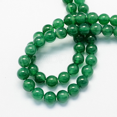 Round Natural Dyed & Heated Green Onyx Agate Beads Strands G-S123-6mm-1