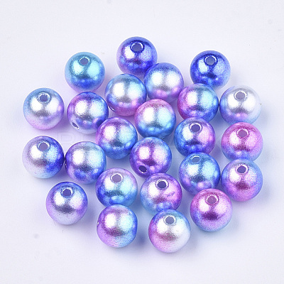 Rainbow ABS Plastic Imitation Pearl Beads OACR-Q174-10mm-06-1
