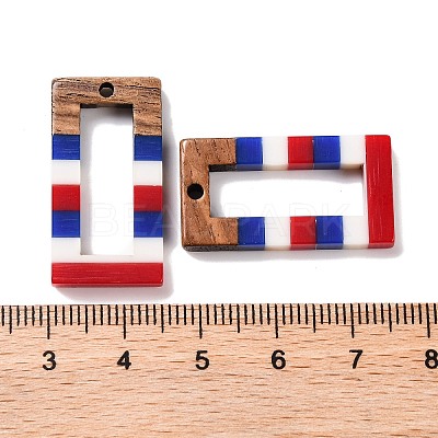 Independence Day Opaque Striped Resin & Walnut Wood Pendants RESI-U010-02L-1