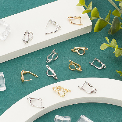 20Pcs 2 Colors Brass Huggie Hoop Earring Findings KK-AR0003-04-1