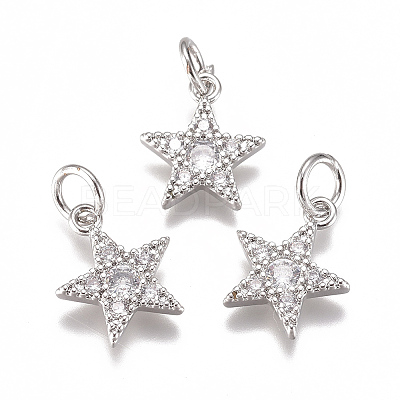 Brass Micro Pave Cubic Zirconia Charms ZIRC-F111-11P-1