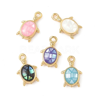 Rack Plating Brass & Shell Pendants KK-I357-13G-1