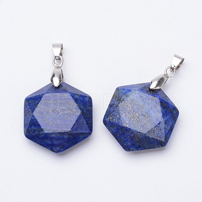 Faceted Natural Lapis Lazuli Pendants X-G-F340-03B-1