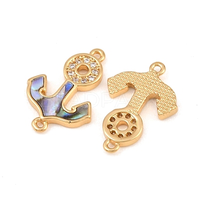 Natural Paua Shell Anchor Link Connector Charms KK-Z140-03G-1