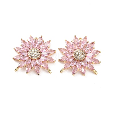 Brass Micro Pave Clear Cubic Zirconia Chandelier Component Links KK-E068-VC478-1