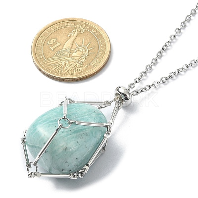 Tarnish Resistant 304 Stainless Steel Braided Macrame Pouch Empty Stone Holder for Pendant Necklace Making X-NJEW-TA00078-1