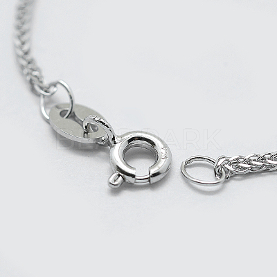 Anti-Tarnish Rhodium Plated 925 Sterling Silver Chain Necklaces STER-F039-40cm-16P-1