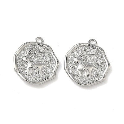 Christmas Brass Micro Pave Clear Cubic Zirconia Pendants KK-A280-03B-P-1