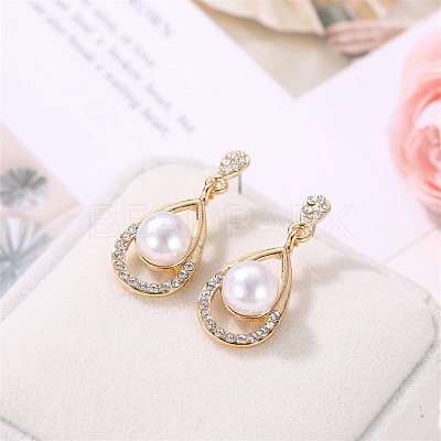 Teardrop Alloy Crystal Rhinestone Stud Dangle Earrings & Pendant Necklaces Sets WGE0910-01-1