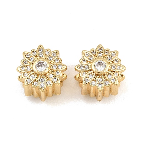 Brass Micro Pave Clear Cubic Zirconia European Beads CU-CBA765C-08G-1