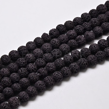 Natural Lava Rock Round Bead Strands X-G-I124-6mm-10-1