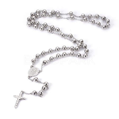 304 Stainless Steel Rosary Bead Necklaces NJEW-F240-10P-1