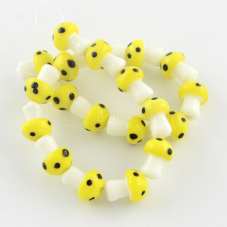 Mushroom Handmade Lampwork Beads Strands LAMP-R116-08-1