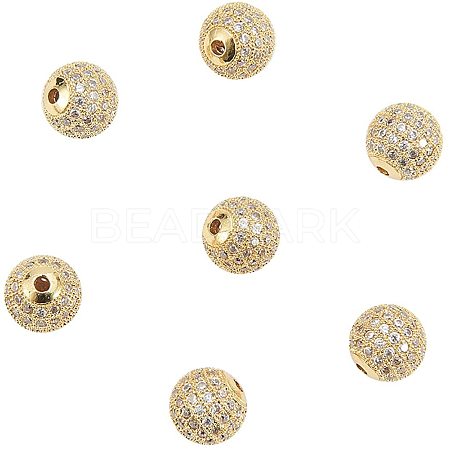 Brass Cubic Zirconia Beads ZIRC-NB0001-10-1