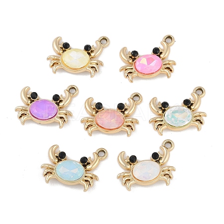 UV Plating Alloy with Mixed Color Glass Rhinestone Pendants FIND-M018-32G-1