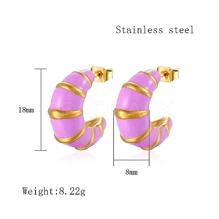 304 Stainless Steel Enamel Stud Earrings for Women AU7915-3-1