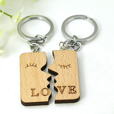 Romantic Gifts Ideas for Valentines Day Wood Hers & His Keychain KEYC-E006-20-1