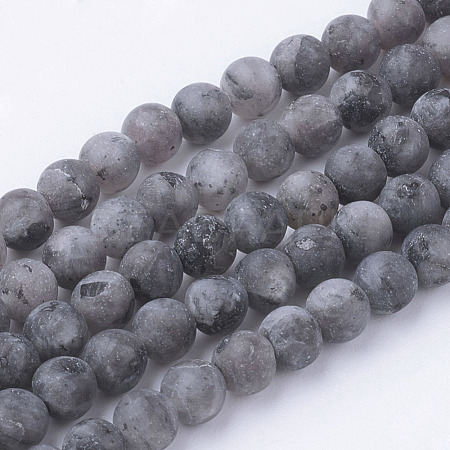 Natural Black Larvikite Bead Strands G-G735-57F-4mm-1