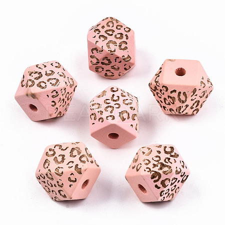 Painted Natural Wood Beads WOOD-T021-51C-11-1