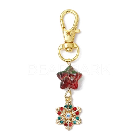 Christmas Theme Alloy Enamel with Rhinestone Pendant Decoration KEYC-JKC00977-01-1