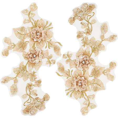 3D Flower Polyester Embroidery Sew on Appliques PATC-WH0012-33C-1
