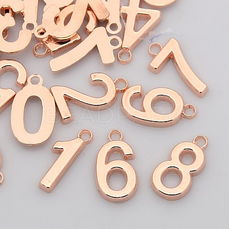 Plating Zinc Alloy Number Charms X-PALLOY-A062-RG-NR-1