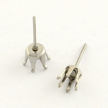 Non-Tarnish 304 Stainless Steel Post Stud Earring Settings STAS-R063-55-1