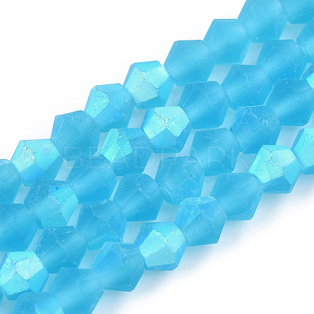 Imitate Austrian Crystal Bicone Frosted Glass Beads Strands GLAA-F029-TM3mm-A19-1