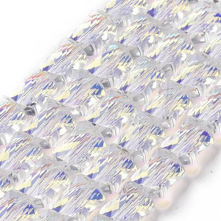 Faceted Electroplated Transparent Glass Beads Strands GLAA-G092-A04-1
