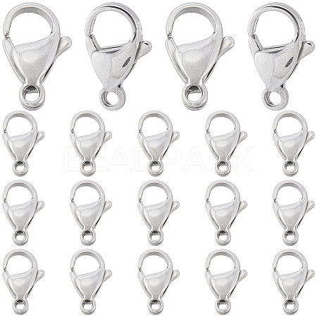 100Pcs 304 Stainless Steel Lobster Claw Clasps STAS-SC0007-12-1