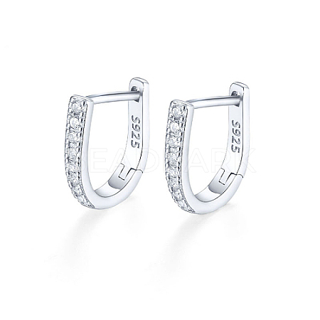Rhodium Plated 925 Sterling Silver Micro Pave Cubic Zirconia Hoop Earrings XC0955-1-1