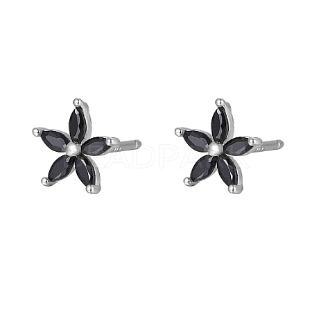 Cubic Zirconia Flower Stud Earrings FY1254-11-1
