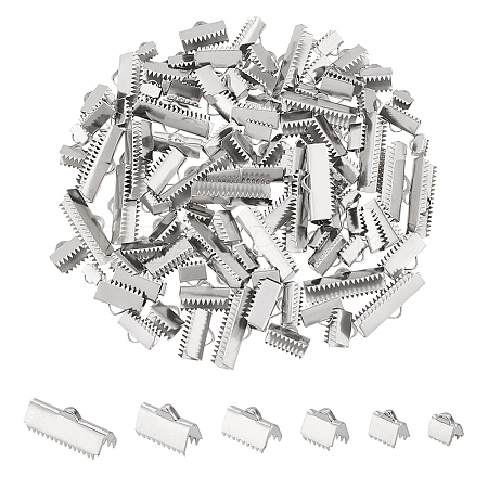 120Pcs 6 Styles 304 Stainless Steel Ribbon Crimp Ends STAS-UN0063-91P-1