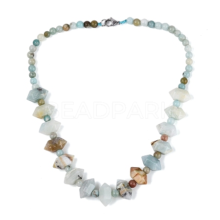 Natural Flower Amazonite Round & Cone Beaded Necklaces NJEW-N064-03J-1