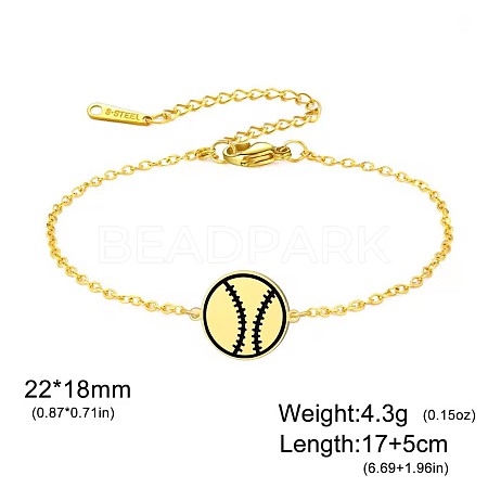 304 Stainless Steel Sport Ball Link Bracelets for Women WG444BD-02-1