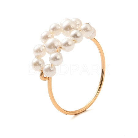 Round Shell Pearl Finger Rings RJEW-TA00153-1