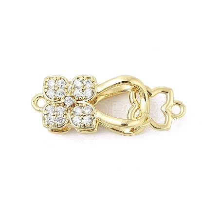 Brass Micro Pave Clear Cubic Zirconia Interlocking Clasps KK-U059-16G-1