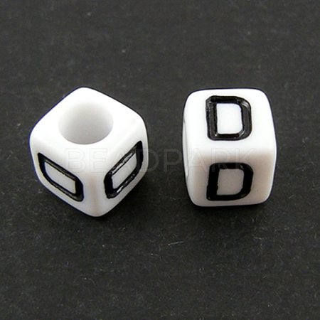 Letter Acrylic European Large Hole Beads OPDL-R050-10mm-D-1