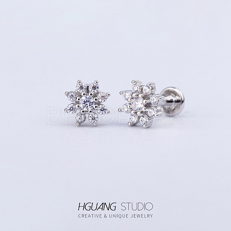 Stainless Steel Micro Pave Clear Cubic Zirconia Cartilage Earrings for Women Men WG126FA-05-1