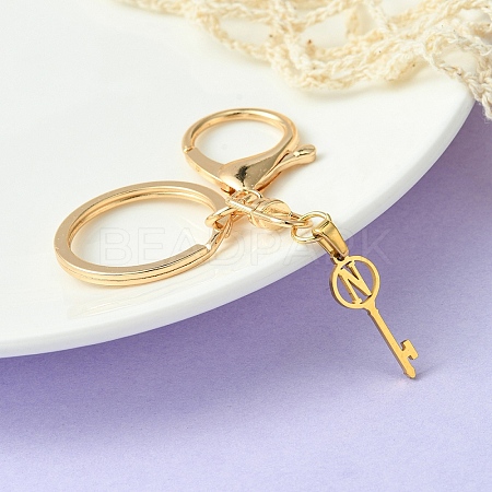304 Stainless Steel Initial Letter Key Charm Keychains KEYC-YW00004-14-1