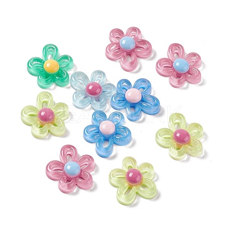 Flower Transparent Resin Cabochons RESI-G041-B01-1