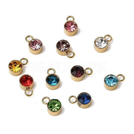 12Pcs Birthstone 304 Stainless Steel Charms STAS-H247-01G-1