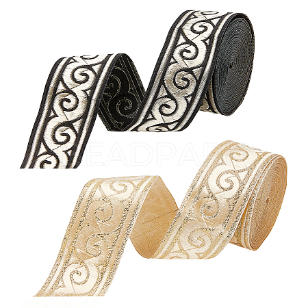 BENECREAT 2 Bundles 2 Colors Ethnic Style Embroidery Polyester Ribbons OCOR-BC0005-11-1