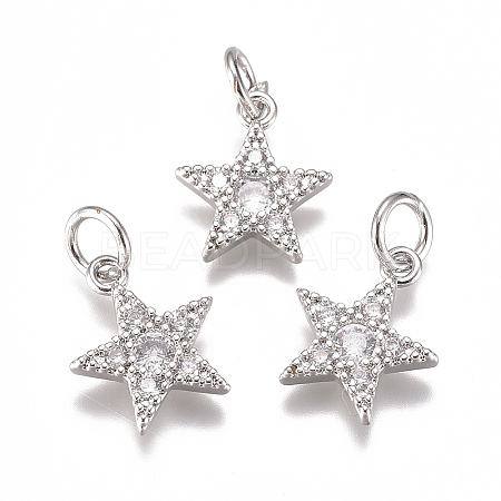 Brass Micro Pave Cubic Zirconia Charms ZIRC-F111-11P-1