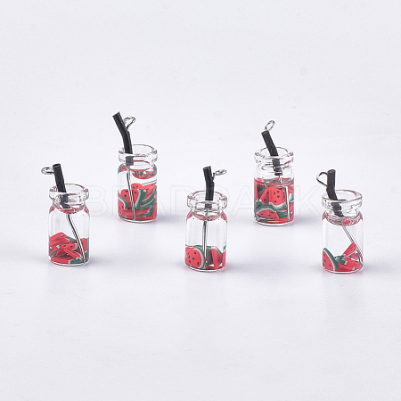 Glass Bottle Pendants CRES-N017-06B-1
