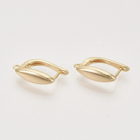 Brass Hoop Earring Findings with Latch Back Closure KK-T048-019G-NF-1