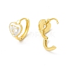 Enamel Heart Hoop Earrings with Clear Cubic Zirconia EJEW-E270-03G-3