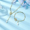 Oval Natural Cultured Freshwater Pearl Pendant Necklaces & Bracelets Jewelry Sets SJEW-JS01300-2