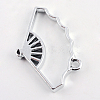 Rack Plating Alloy Fan Open Back Bezel Pendants X-PALLOY-S047-20D-FF-2